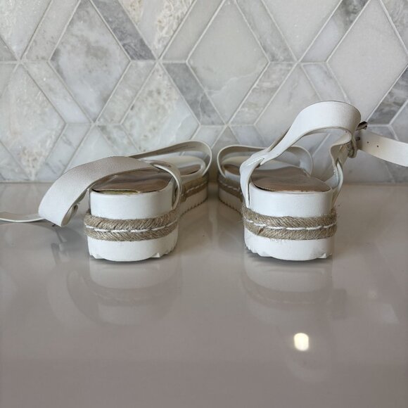 A New Day Size 9 Espadrilles Jute White Smooth Ankle Strap Buckle Padded Insole - Picture 7 of 11